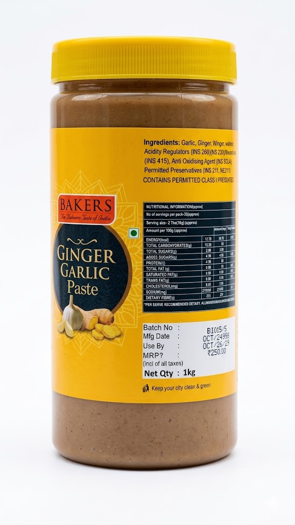 Bakers Ginger Garlic Paste in Pala, Kerala - Wellshine Distributors